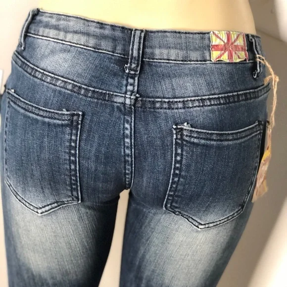 Machine Women's Distressed Blue Skinny Jeans - Picture 3 of 4